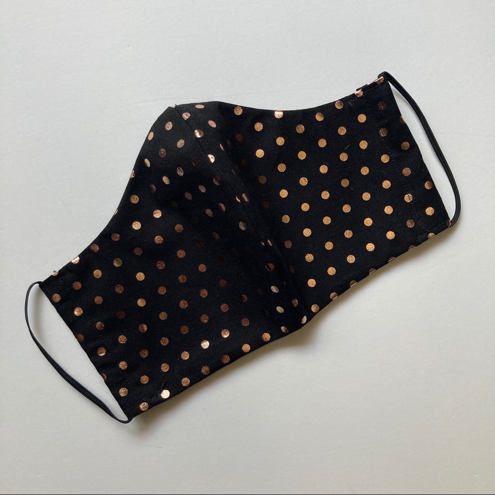 Black & Rose Gold Polka Dot Fabric Face Mask